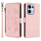 For OPPO Reno13 5G Global Butterfly Love Flower Multi-card Zipper Wallet Leather Phone Case(Pink) - 2
