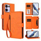 For OPPO Reno13 Pro 5G Global Butterfly Love Flower Multi-card Zipper Wallet Leather Phone Case(Orange) - 1