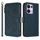 For OPPO Reno13 Pro 5G Global Butterfly Love Flower Multi-card Zipper Wallet Leather Phone Case(Dark Green) - 2