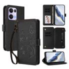 For OPPO Reno13 Pro 5G Global Butterfly Love Flower Multi-card Zipper Wallet Leather Phone Case(Black) - 1