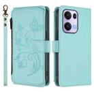 For OPPO Reno13 Pro 5G Global Butterfly Love Flower Multi-card Zipper Wallet Leather Phone Case(Mint Green) - 2