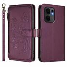 For OPPO Reno13 F 5G Global / 4G India Butterfly Love Flower Multi-card Zipper Wallet Leather Phone Case(Dark Purple) - 2