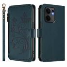 For OPPO Reno13 F 5G Global / 4G India Butterfly Love Flower Multi-card Zipper Wallet Leather Phone Case(Dark Green) - 2