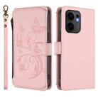 For OPPO Reno13 F 5G Global / 4G India Butterfly Love Flower Multi-card Zipper Wallet Leather Phone Case(Pink) - 2
