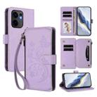 For OPPO Reno13 F 5G Global / 4G India Butterfly Love Flower Multi-card Zipper Wallet Leather Phone Case(Light Purple) - 1