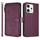 For OPPO Reno14 Pro 5G Butterfly Love Flower Multi-card Zipper Wallet Leather Phone Case(Dark Purple) - 2