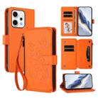 For OPPO Reno14 F 5G / Reno14 5G Butterfly Love Flower Multi-card Zipper Wallet Leather Phone Case(Orange) - 1