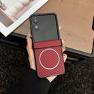 For Xiaomi Mix Flip 2 Three Parts Carbon Fiber Texture MagSafe Phone Case(Red) - 1