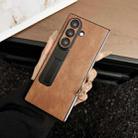 For Samsung Galaxy Z Fold7 Crazy Horse Texture Magnetic Phone Case with Holder(Brown) - 1