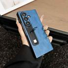 For Samsung Galaxy Z Fold7 Crazy Horse Texture Magnetic Phone Case with Holder(Blue) - 3