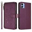 For Samsung Galaxy A04e 4G / M04 4G Butterfly Love Flower Multi-card Zipper Wallet Leather Phone Case(Dark Purple) - 2