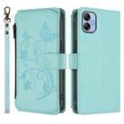 For Samsung Galaxy A04e 4G / M04 4G Butterfly Love Flower Multi-card Zipper Wallet Leather Phone Case(Mint Green) - 2