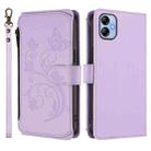 For Samsung Galaxy A04e 4G / M04 4G Butterfly Love Flower Multi-card Zipper Wallet Leather Phone Case(Light Purple) - 2