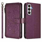 For Samsung Galaxy A05s 4G / F14 4G Butterfly Love Flower Multi-card Zipper Wallet Leather Phone Case(Dark Purple) - 2