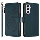 For Samsung Galaxy A05s 4G / F14 4G Butterfly Love Flower Multi-card Zipper Wallet Leather Phone Case(Dark Green) - 2