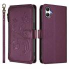 For Samsung Galaxy A07 4G / A06 4G / 5G Butterfly Love Flower Multi-card Zipper Wallet Leather Phone Case(Dark Purple) - 2