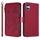For Samsung Galaxy A07 4G / A06 4G / 5G Butterfly Love Flower Multi-card Zipper Wallet Leather Phone Case(Wine Red) - 2