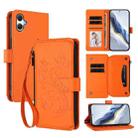 For Samsung Galaxy A07 4G / A06 4G / 5G Butterfly Love Flower Multi-card Zipper Wallet Leather Phone Case(Orange) - 1