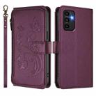 For Samsung Galaxy A13 4G / 5G / A04 4G Butterfly Love Flower Multi-card Zipper Wallet Leather Phone Case(Dark Purple) - 2