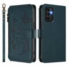 For Samsung Galaxy A13 4G / 5G / A04 4G Butterfly Love Flower Multi-card Zipper Wallet Leather Phone Case(Dark Green) - 2