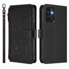 For Samsung Galaxy A13 4G / 5G / A04 4G Butterfly Love Flower Multi-card Zipper Wallet Leather Phone Case(Black) - 2