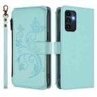 For Samsung Galaxy A13 4G / 5G / A04 4G Butterfly Love Flower Multi-card Zipper Wallet Leather Phone Case(Mint Green) - 2