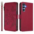 For Samsung Galaxy A15 4G / 5G Butterfly Love Flower Multi-card Zipper Wallet Leather Phone Case(Wine Red) - 2