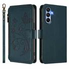 For Samsung Galaxy A15 4G / 5G Butterfly Love Flower Multi-card Zipper Wallet Leather Phone Case(Dark Green) - 2