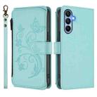 For Samsung Galaxy A15 4G / 5G Butterfly Love Flower Multi-card Zipper Wallet Leather Phone Case(Mint Green) - 2