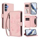 For Samsung Galaxy A15 4G / 5G Butterfly Love Flower Multi-card Zipper Wallet Leather Phone Case(Pink) - 1