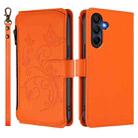 For Samsung Galaxy A16 4G / 5G Butterfly Love Flower Multi-card Zipper Wallet Leather Phone Case(Orange) - 2