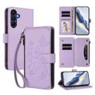 For Samsung Galaxy A16 4G / 5G Butterfly Love Flower Multi-card Zipper Wallet Leather Phone Case(Light Purple) - 1