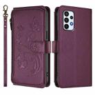 For Samsung Galaxy A23 4G / 5G / M23 5G Butterfly Love Flower Multi-card Zipper Wallet Leather Phone Case(Dark Purple) - 2