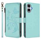 For Samsung Galaxy A25e / A25 5G JP Butterfly Love Flower Multi-card Zipper Wallet Leather Phone Case(Mint Green) - 2