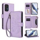 For Samsung Galaxy A33 5G Butterfly Love Flower Multi-card Zipper Wallet Leather Phone Case(Light Purple) - 1