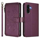 For Samsung Galaxy A36 5G / A56 5G Butterfly Love Flower Multi-card Zipper Wallet Leather Phone Case(Dark Purple) - 2