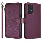 For Samsung Galaxy A53 5G Butterfly Love Flower Multi-card Zipper Wallet Leather Phone Case(Dark Purple) - 2
