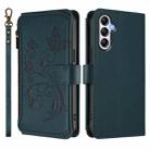 For Samsung Galaxy A55 5G Butterfly Love Flower Multi-card Zipper Wallet Leather Phone Case(Dark Green) - 2