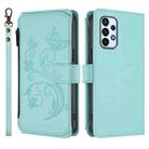 For Samsung Galaxy A73 5G Butterfly Love Flower Multi-card Zipper Wallet Leather Phone Case(Mint Green) - 2