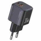 USAMS CC263 30W GaN USB-C / Type-C, USB Dual-port Mini Fast Charger, Plug:EU Plug(Black) - 1
