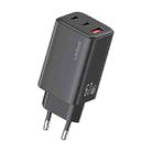 USAMS CC265 67W GaN 2 x Type-C, USB Triple-port Mini Fast Charger, Plug:EU Plug(Black) - 1