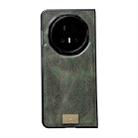 For Honor Magic V5 Crazy Horse Texture PU Phone Case(Green) - 1