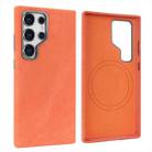 For Samsung Galaxy S24 Ultra 5G VIETAO Retro Denim Texture PU Leather MagSafe Phone Case(Orange) - 1