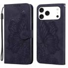 For iPhone 17 Pro Max Retro Skin Feel Butterflies Embossing Horizontal Flip Leather Phone Case(Black) - 1