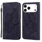 For iPhone 17 Pro Retro Skin Feel Butterflies Embossing Horizontal Flip Leather Phone Case(Black) - 1