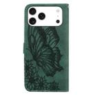 For iPhone 17 Pro Retro Skin Feel Butterflies Embossing Horizontal Flip Leather Phone Case(Green) - 3