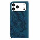 For iPhone 17 Pro Retro Skin Feel Butterflies Embossing Horizontal Flip Leather Phone Case(Blue) - 3