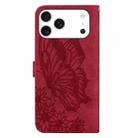 For iPhone 17 Pro Retro Skin Feel Butterflies Embossing Horizontal Flip Leather Phone Case(Red) - 3