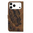 For iPhone 17 Pro Retro Skin Feel Butterflies Embossing Horizontal Flip Leather Phone Case(Brown) - 3