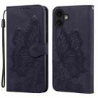 For iPhone 17 Retro Skin Feel Butterflies Embossing Horizontal Flip Leather Phone Case(Black) - 1